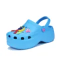 Women platform garden shoes summer thick sole beach sandals casual outdoor clogs with charms - 35 / Light Blue