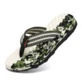 Men outdoor camouflage flip flops casual beach sandals non-slip soft sole summer footwear - 37 / Green