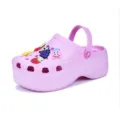 Women platform garden clogs summer cute fruit charms beach shoes thick bottom pink mules - 35 / Pink