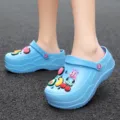 Cute 7cm platform garden clogs for women, lightweight breathable cartoon beach sandals. - 36 / Blue