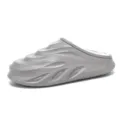 Grey fleece-lined clogs with wave design, ultra-soft warm winter house slippers for men and women. - 36-37 / Gray Half Clog