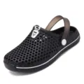 Kids breathable garden shoes non-slip summer beach clogs comfortable footwear black. - 30 / Black