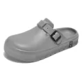 Men's casual closed toe clogs stylish adjustable buckle slip-on shoes for outdoor and indoor - 38-39 / Gray