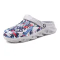 Zoccoli da giardino casual da uomo scarpe da mare cave traspiranti pantofole estive - 38 / Grigio Rosso