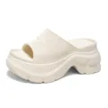 Stylish chunky platform sandals for women, open toe casual beach slip on shoes. - 35 / Off White