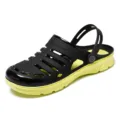 Black and yellow garden clogs summer anti-slip breathable beach sandals for men and women - 36 / Black Green