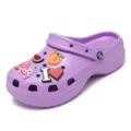 Women platform garden clogs purple thick sole breathable beach shoes with cute charms - 36 / Purple