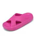 Pink cross strap thick platform slide sandals for women non slip bathroom home slippers. - Cow Print 230 / Rose Red