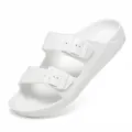 Men thick bottom slide sandals casual summer outdoor solid color beach slippers shoes - 36 / White