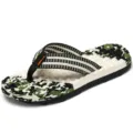 Herren Camouflage Zehentrenner mit Massagesohle Freizeit Outdoor Strandschuhe Sommerschuhe - 37 / Grün