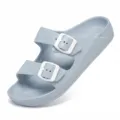 Sandales d'été décontractées à semelle épaisse et doubles boucles pour hommes et femmes. - Bleu Lune