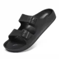 Men's double strap slide sandals summer thick bottom casual beach shoes comfortable footwear - 36 / Black
