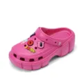Pink platform garden shoes for women, thick bottom casual summer clogs with cute charms. - 36 / Rose Red