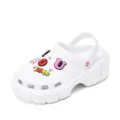 Women platform clogs white thick sole garden shoes cute charms summer beach sandals slip-on - 36 / White