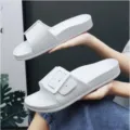 Summer casual thick sole slide sandals for men and women, comfortable fashion buckle design - 36 / White