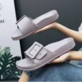 Casual summer slide sandals for men and women, chunky soft sole with stylish large buckle. - 36 / Purple