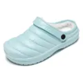 Winter plush lined warm clogs casual indoor cotton shoes comfortable slip-on house slippers - 36 / Moon Blue