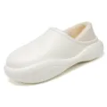 Winter fleece lined warm cotton slip on shoes casual outdoor couple clogs shoes slippers - 36-37 / Off White