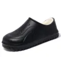Men winter warm fleece lined clogs thick sole anti slip indoor and outdoor shoes - 40 / Black
