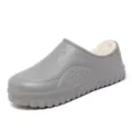Comfortable grey winter fleece-lined slip-on clogs with thick anti-slip sole for men - 40 / Gray