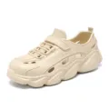 Beige breathable hollow beach shoes for men and women, lightweight casual summer sneakers. - 34 / Khaki