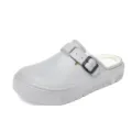 Winter fleece-lined casual clogs for men, warm fuzzy slip-on shoes with adjustable buckle. - 36-37 / Gray