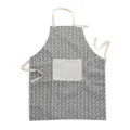 Grey Japanese cotton linen kitchen apron with herringbone pattern, sleeveless style. - Tree Branches
