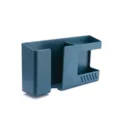 Scatola portaoggetti da parete a doppia griglia in plastica blu scuro per telefono. - Blu