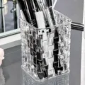 Organizzatore trasparente per pennelli da trucco, scatola portaoggetti in acrilico chiaro. - Bianco trasparente