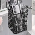 Porta pennelli da trucco grigio trasparente organizzatore da scrivania per cosmetici. - Grigio trasparente