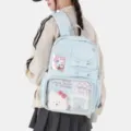 Mochila JK Itabag Japonesa con Ventana transparente Lazo Bolso Escolar Casual Azul - Azul