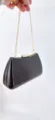 Maύρη γυαλιστερή τσάντα βραδινού clutch με χρυσή αλυσίδα, κομψή γυναικεία τσάντα πάρτι. - Μαύρο