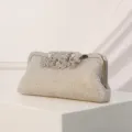 Magnifique sac de soirée scintillant en strass avec fermoir floral élégant pour fête. - Argent