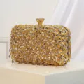 Elegante goldene Pailletten Perlen Abendtasche fur Damen, Luxus Handtasche fur Party. - Gold