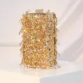 Gold Sequin Beaded Evening Clutch Bag Luxury Crystal Handbag for Wedding Party Prom - Gold