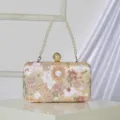Elegante Pailletten bestickte Abendtasche mit Perlenhenkel für Partys und formelle Anlässe. - Aprikose