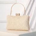Elegant gold evening clutch bag with delicate lace and glittering sequins for parties. - Gold