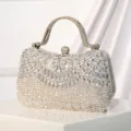 Sparkling Crystal Evening Clutch Rhinestone Tassel Handbag Elegant Banquet Bridal Purse - Silver