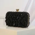 Elegante zwarte kralen avondtas voor dames, handgemaakte handtas voor feestelijkheden. - Zwart