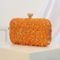 Oranje pailletten avondtas voor vrouwen, sprankelende kralen bruiloft feest handtas. - Oranje