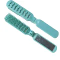 Tragbare Klapphaarbürste mit Spiegel, hellblaue kompakte hohle Stylingbürste für Damen. - Hohl Grün