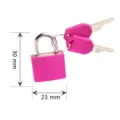 Klein roze messing hangslot met twee sleutels, 23mm breed voor bagage en schoolkasten. - Rozerood