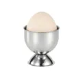 Stainless steel egg cup detail, durable kitchen metal holder for boiled eggs, breakfast tabletop. - Default