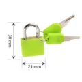 Green mini padlock with two keys, compact 23mm size for luggage, locker, and student dormitory. - Green