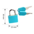 Small colored padlock 23x30mm with two keys, portable brass core mini lock for luggage. - Sky Blue