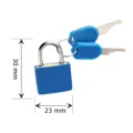 Small brass core padlock with two keys, colored mini luggage lock 23x30mm for daily use. - Dark Blue