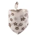 Close-up detail of the beige pet bandana featuring cute brown floral print and knotted top. - Coffee Sunflower