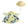 Tenue d'oie de porche hawaïenne 23 pouces vêtements d'oie de pelouse avec chapeau de paille - Imprimé Feuilles Jaune Vert + Chapeau de Paille