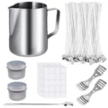 Detailed view of stainless steel candle pouring pitcher and DIY making accessories. - 600ml Silver Can / Silver