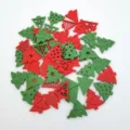 Wooden Christmas tree buttons 25mm decorative craft DIY wooden painted accessories - Red Green Christmas Tree / 27mm/50 Pieces Pack